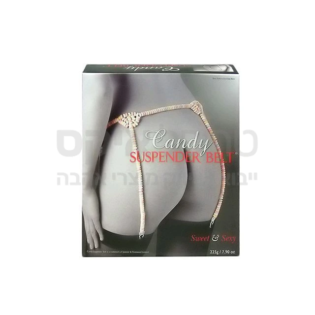 CANDY SUSPENDER BELT ביריות עשויות מסוכריות סודה השזורות בעבודת יד מוקפדת. מאות סוכריות במוצר. כשר בהשגחת הרבנות.